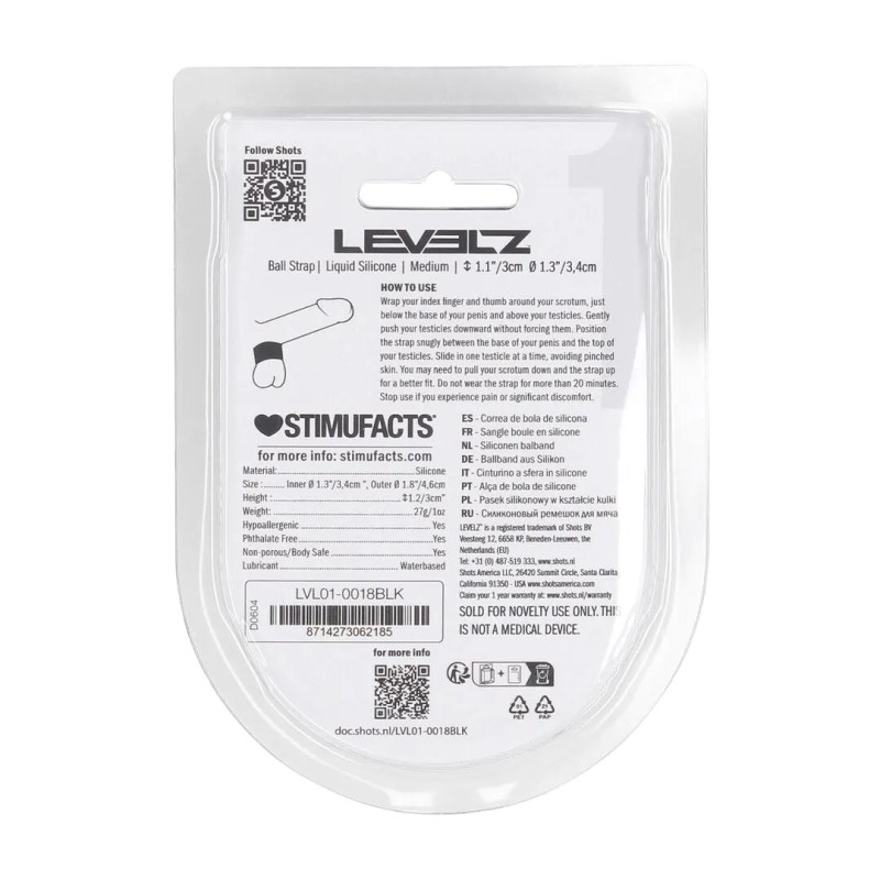 Liquid Silicone Ball Strap - Medium - 34mm - Μαύρο