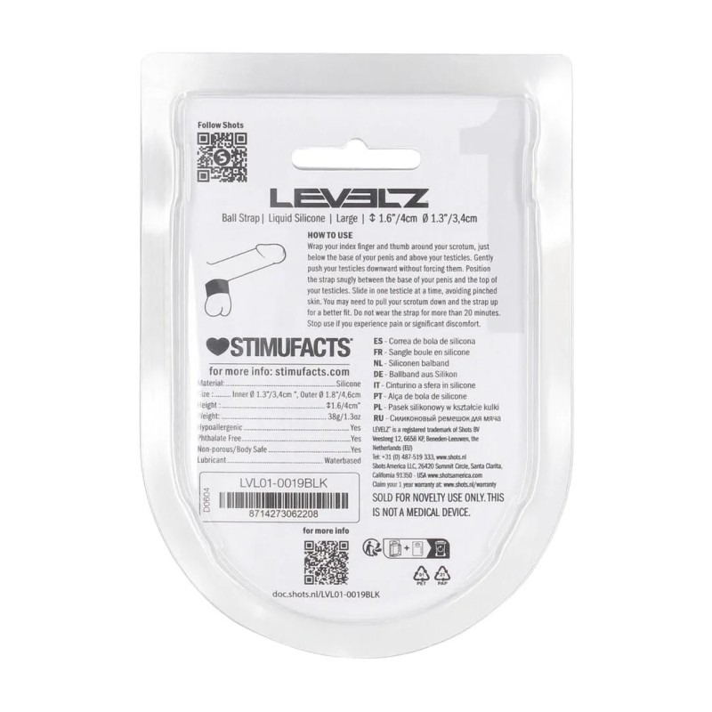 Liquid Silicone Ball Strap - Large - 34mm - Black