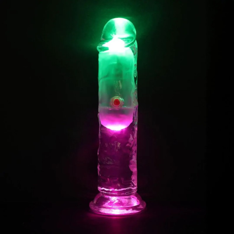 LED Vibrating Straight Cock - 15 cm - Transparent