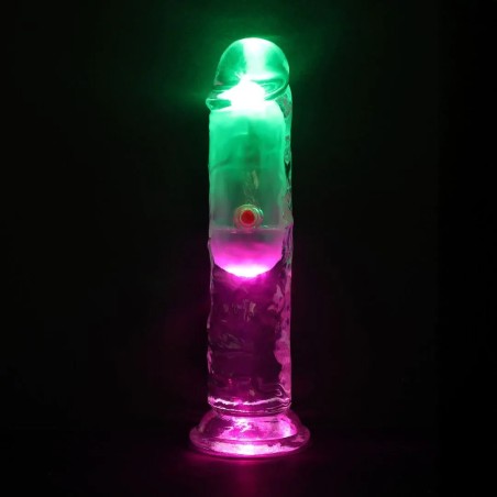 LED Δονούμενο Ρεαλιστικό Ομοίωμα Πέους 15 cm - Διάφανο