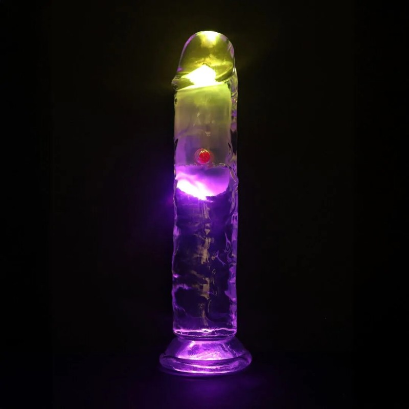 LED Vibrating Straight Cock - 18 cm - Transparent