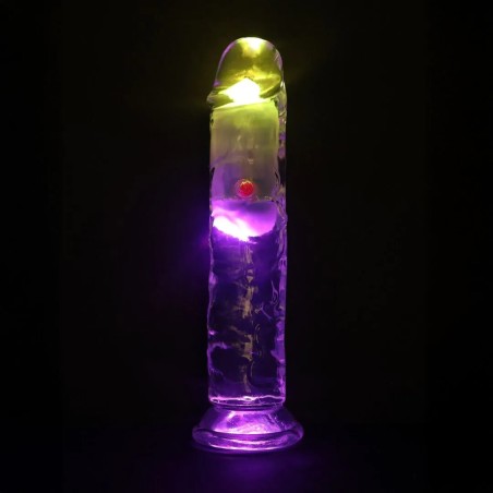 LED Vibrating Straight Cock - 18 cm - Transparent