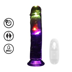 LED Vibrating Straight Cock - 20 cm - Transparent