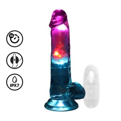 LED Vibrating Straight Cock With Balls - 17cm - Transparent