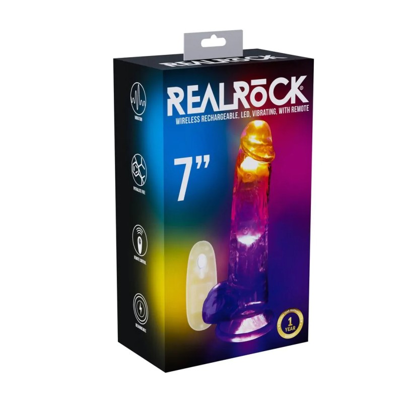 LED Vibrating Straight Cock With Balls - 17cm - Transparent