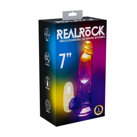 LED Vibrating Straight Cock With Balls - 17cm - Transparent