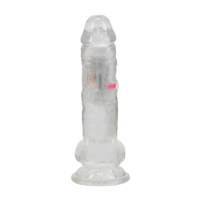 LED Vibrating Straight Cock With Balls - 17cm - Transparent