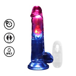 LED Vibrating Straight Cock With Balls - 20cm - Transparent