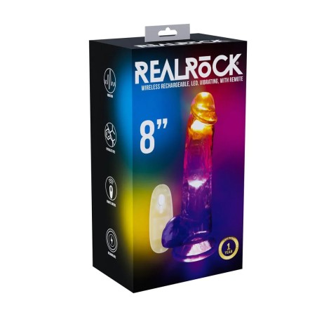LED Vibrating Straight Cock With Balls - 20cm - Transparent