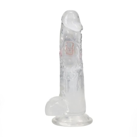 LED Vibrating Straight Cock With Balls - 20cm - Transparent