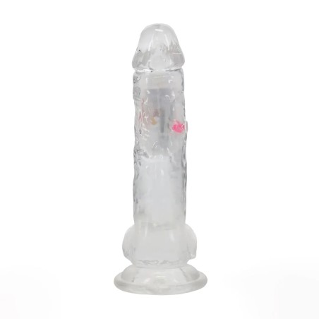 LED Vibrating Straight Cock With Balls - 20cm - Transparent