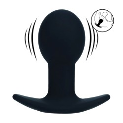 Single Bulb Vibrating Silicone Anal Plug - Black