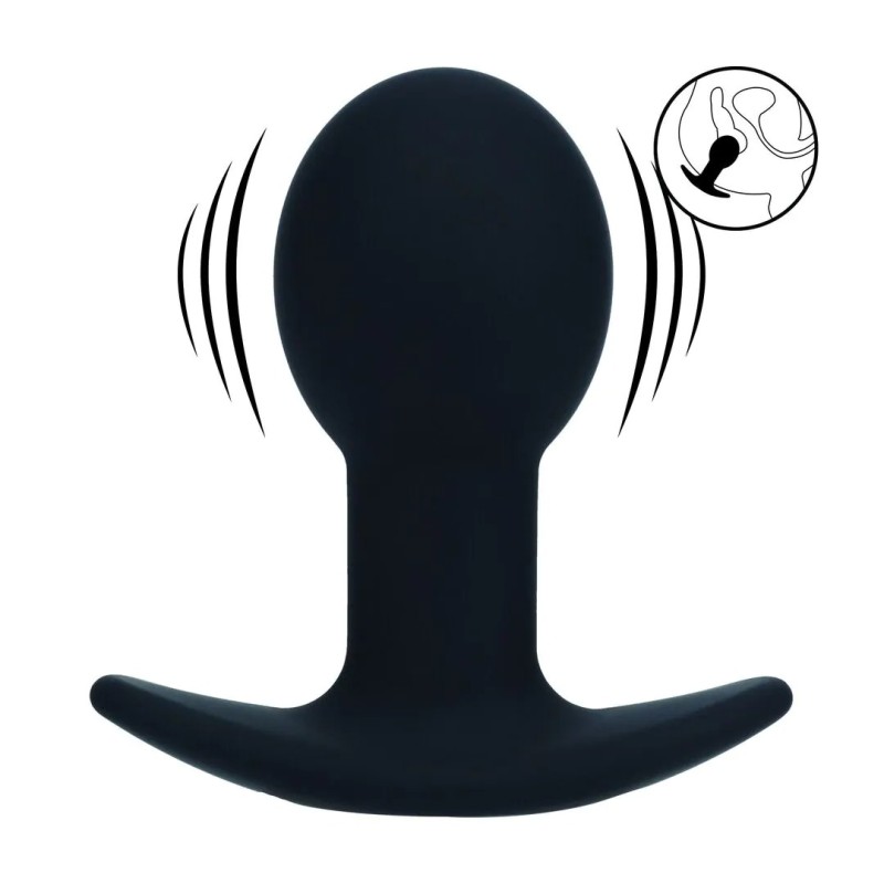 Single Bulb Vibrating Silicone Anal Plug - Black