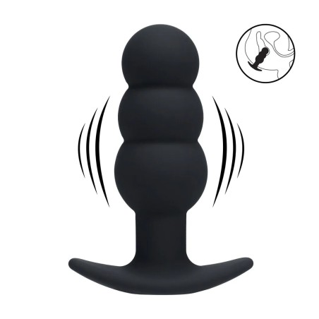 Tri Bulb Vibrating Silicone Anal Plug - Black