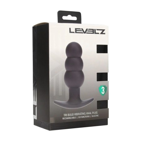 Tri Bulb Vibrating Silicone Anal Plug - Black