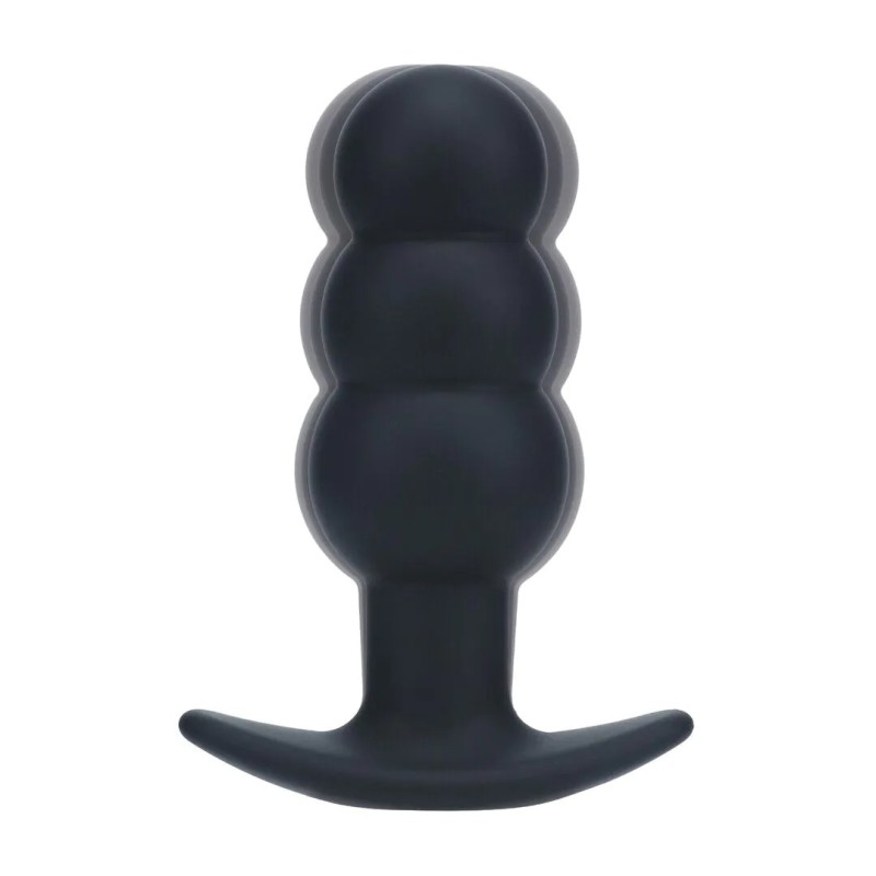 Tri Bulb Vibrating Silicone Anal Plug - Black