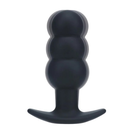 Tri Bulb Vibrating Silicone Anal Plug - Black