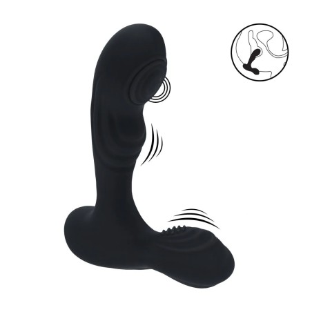 Vibrating and Tapping Silicone Prostate Massager with Ball Stimulator - Black
