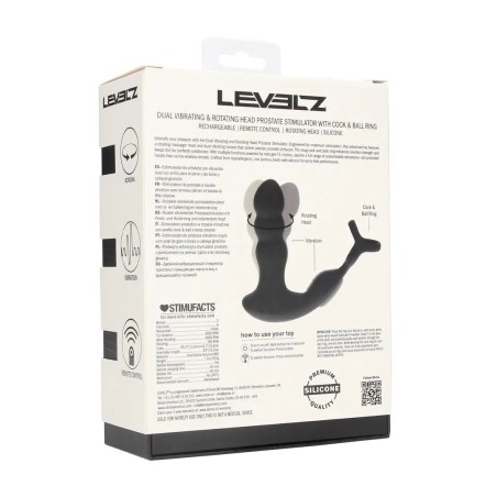 Dual Vibrating Remote Rotating Head Silicone Prostate Stimulator with Cock and Ball Ring