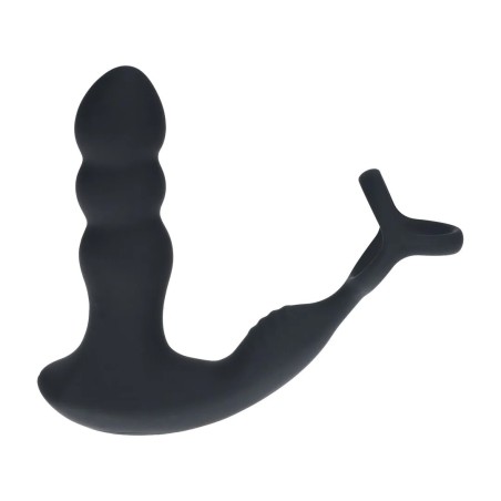 Dual Vibrating Remote Rotating Head Silicone Prostate Stimulator with Cock and Ball Ring