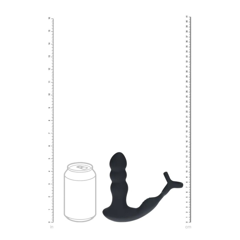Dual Vibrating Remote Rotating Head Silicone Prostate Stimulator with Cock and Ball Ring