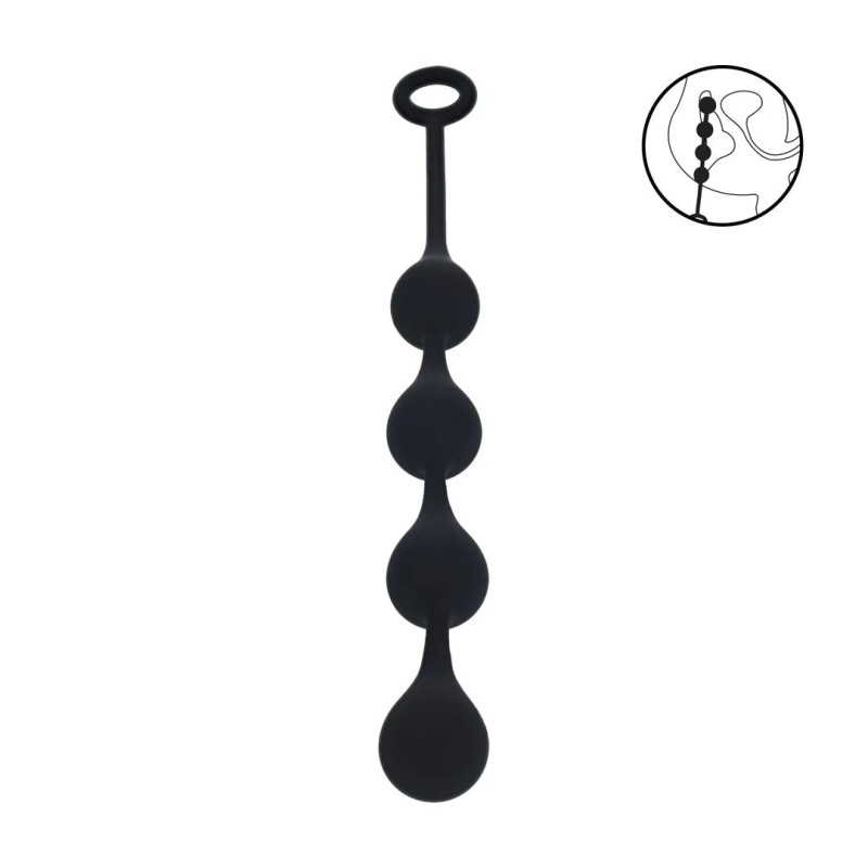 Waterdrop Silicone Anal Balls - Medium - 3cm - Black