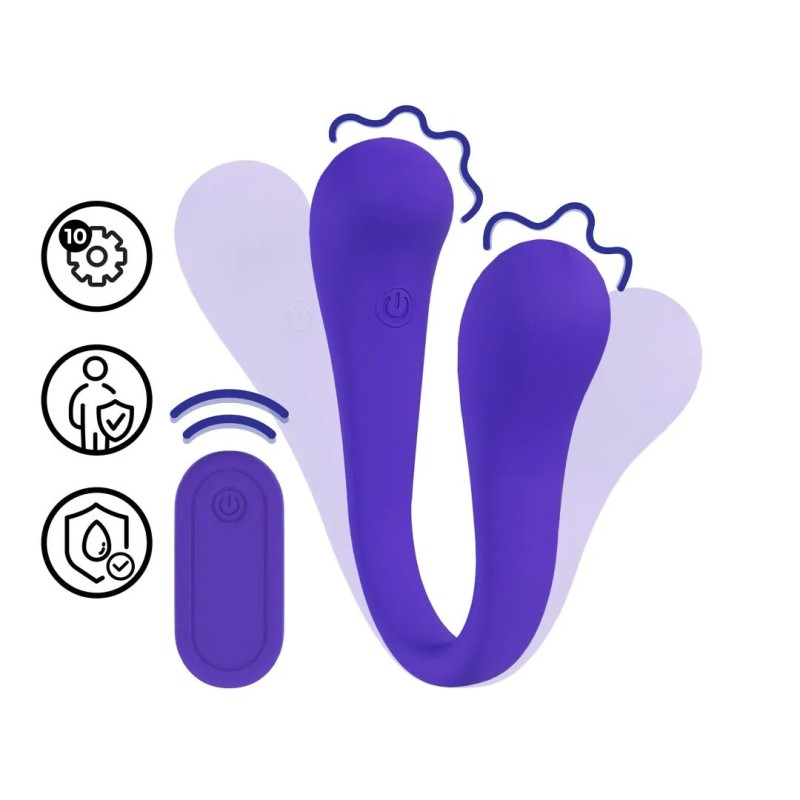 Ασύρματο Διπλό Δονούμενο Ομοίωμα Σιλικόνης - Μοβ