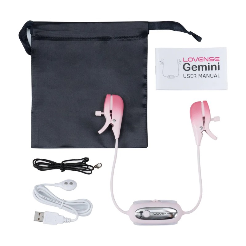 Gemini - App-controlled Vibrating Nipple Clamps - Pink