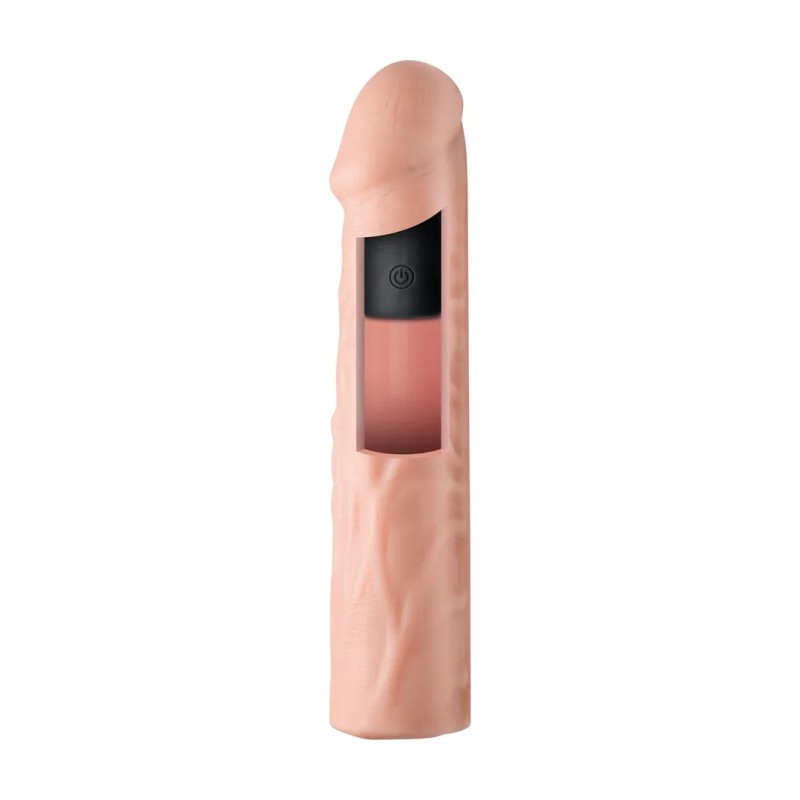 Enhancers - Vibrating Realistic Penis Extension with Remote Control - Light