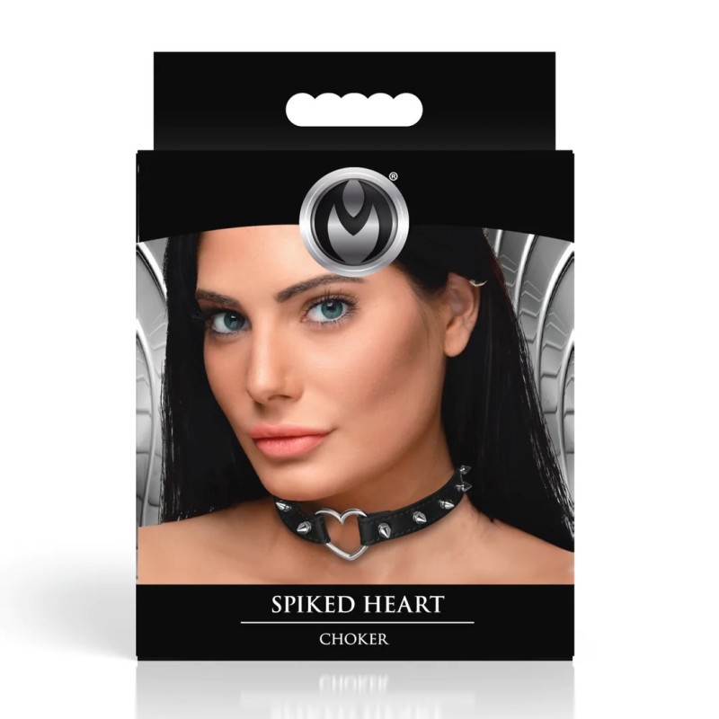 Spiked Heart Choker - Black