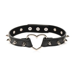 Spiked Heart Choker - Black