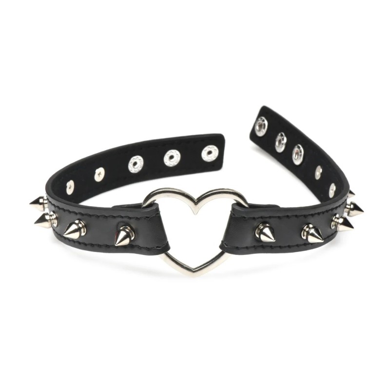 Spiked Heart Choker - Black