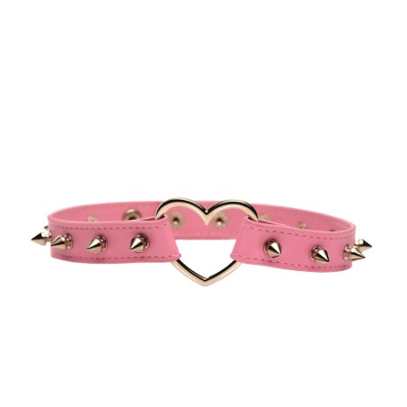 Spiked Heart Choker - Pink