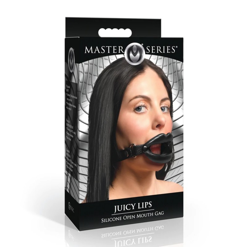 Juicy Lips - Silicone Open Mouth Gag - Black