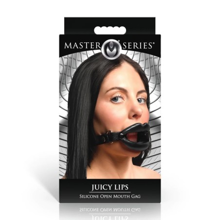 Juicy Lips - Silicone Open Mouth Gag - Black