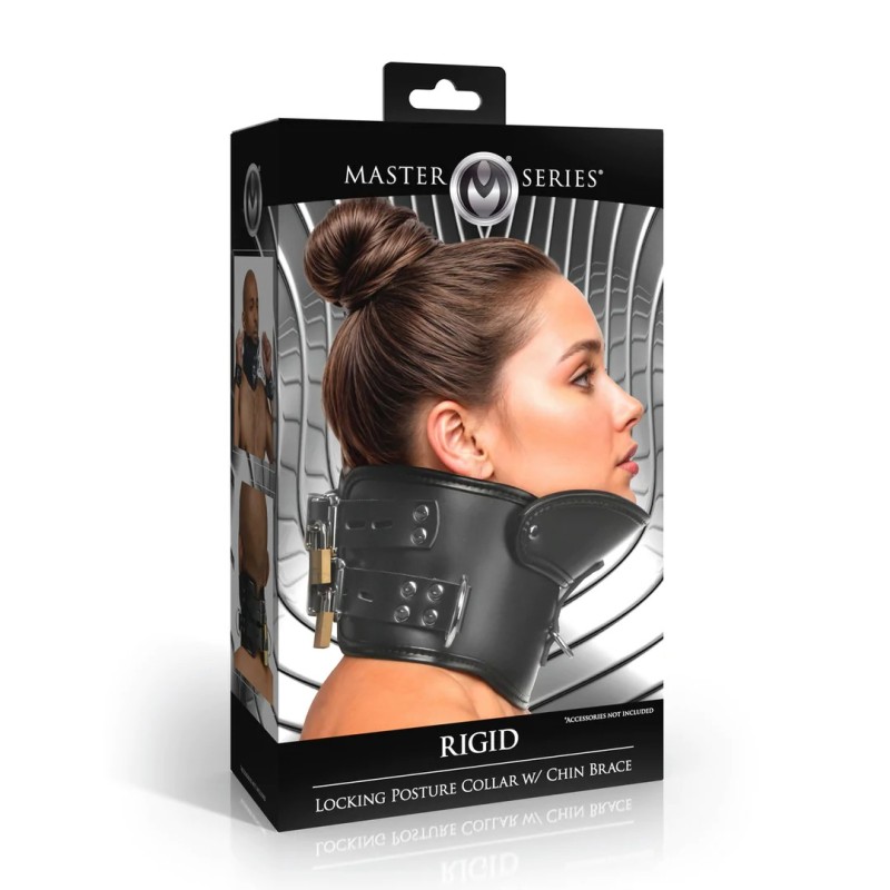 Rigid - Locking Posture Collar with Chin Brace - Black