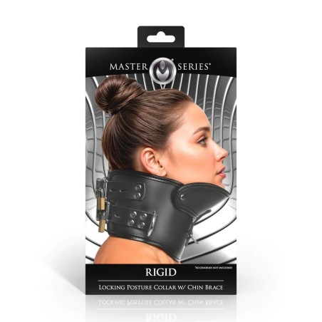 Rigid - Locking Posture Collar with Chin Brace - Black