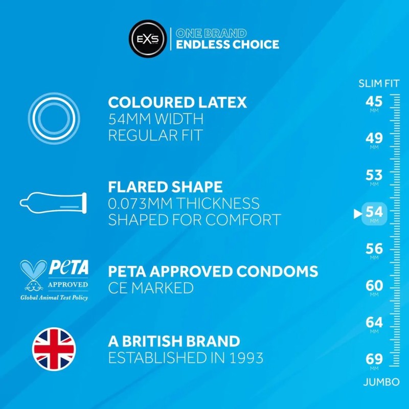 EXS | Black Latex Condoms - 48 Pieces