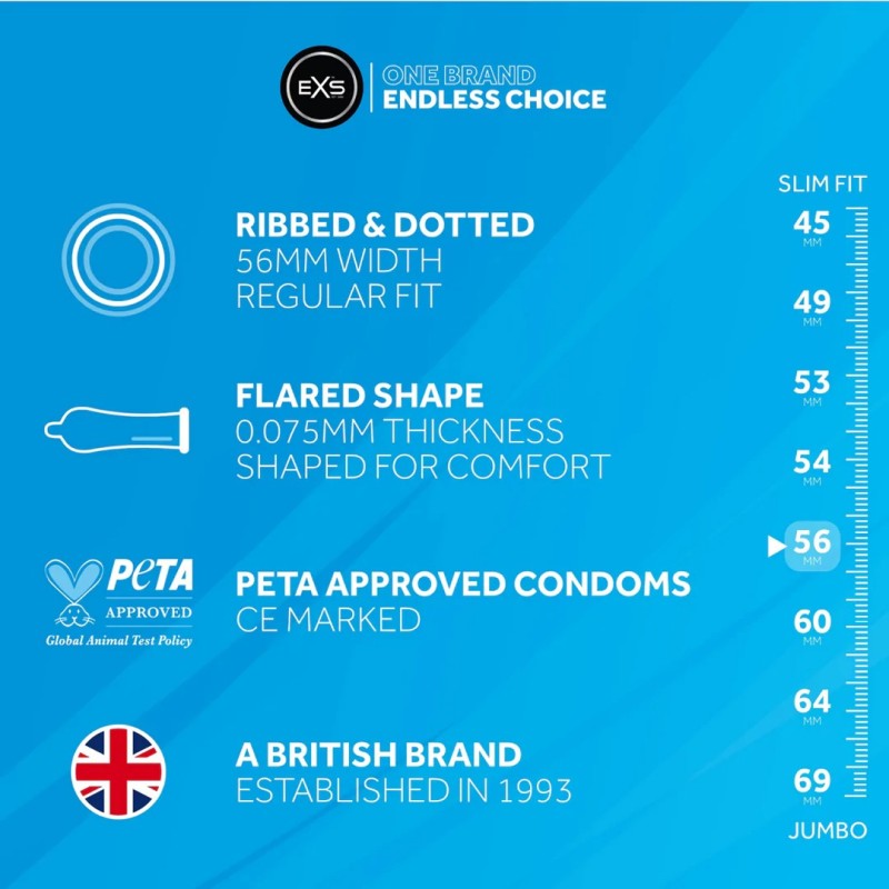 EXS | Ribbed and Dotted - Condoms - 48 Pieces