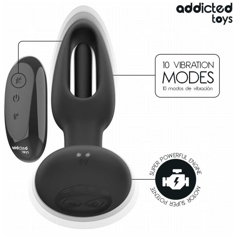ADDICTED TOYS | Πρωκτική Σφήνα Με Δονούμενη Γλώσσα & Remote Control