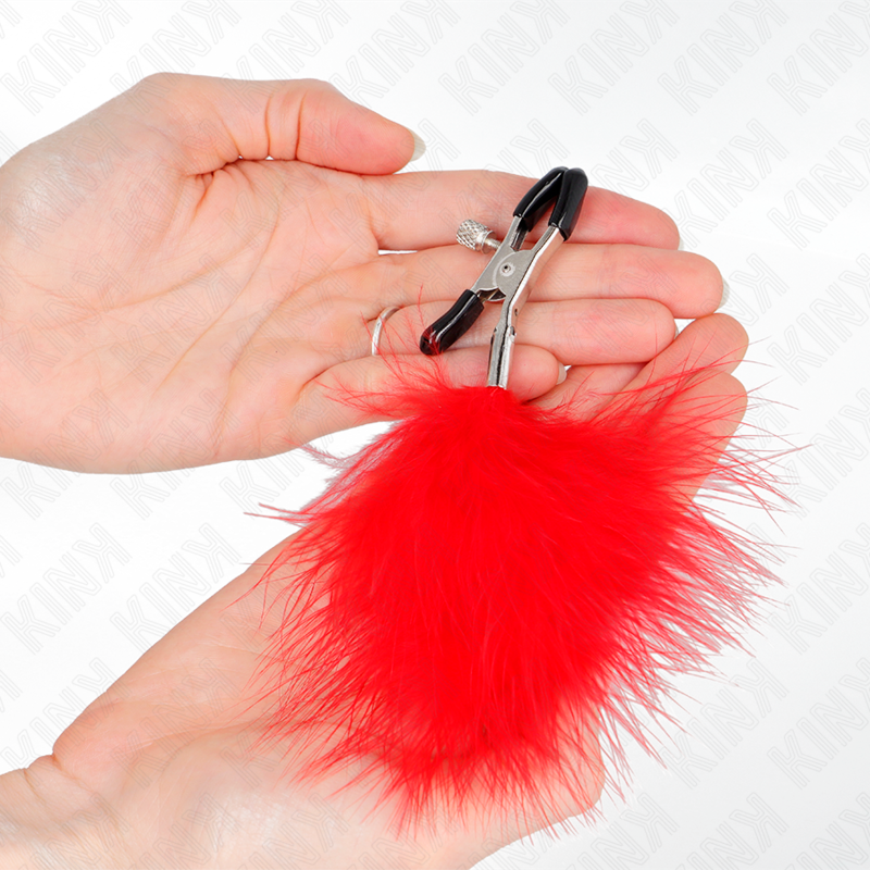 KINK | FEATHER NIPPLE CLAMP RED - 7 CM