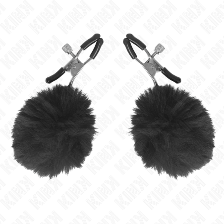 KINK | FAUX FUR BALL NIPPLE CLAMP BLACK 6 CM