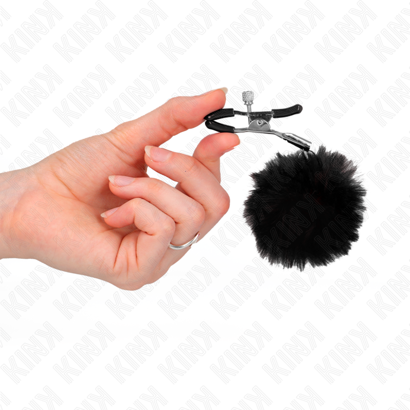 KINK | FAUX FUR BALL NIPPLE CLAMP BLACK 6 CM