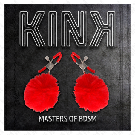 KINK | FAUX FUR BALL NIPPLE CLAMP RED 6 CM