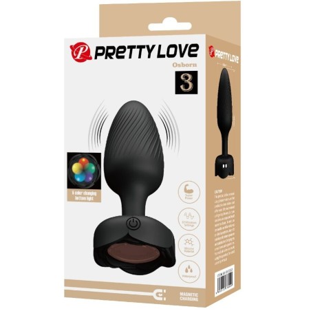 PRETTY LOVE | OSBORN | ANAL PLUG WITH LED LIGHT - BLACK 9,8cm