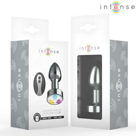 INTENSE - VIBRATING METAL ANAL PLUG WITH LED LIGHTS AND REMOTE CONTROL - SIZE SMALL