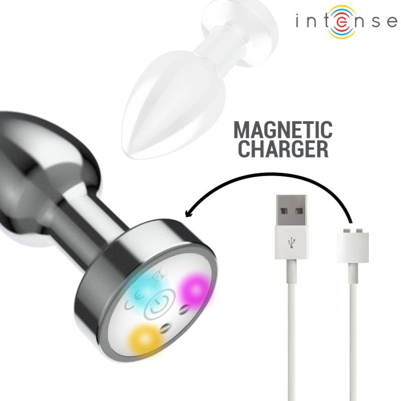 INTENSE | VIBRATING METAL ANAL PLUG WITH LED LIGHTS AND REMOTE CONTROL - MEDIUM