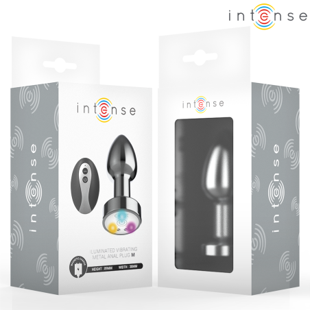 INTENSE | VIBRATING METAL ANAL PLUG WITH LED LIGHTS AND REMOTE CONTROL - MEDIUM