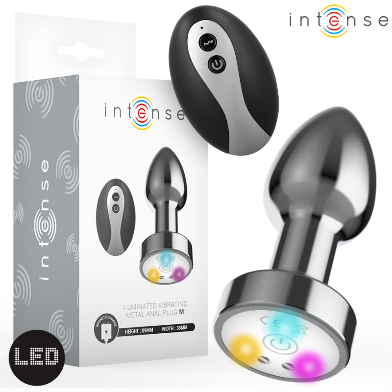 INTENSE | Πρωκτική Σφήνα Αλουμινίου Με Led Light & Remote Control - Medium