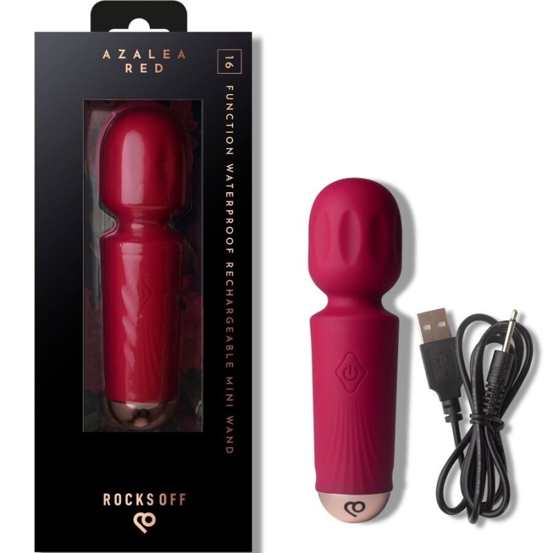 ROCKS-OFF | MINI RECHARGEABLE WAND 16 FUNCTIONS AZALEA RED